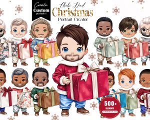 Chibi Dad Christmas Clipart, Holiday Portrait Creator Chibi Dad Christmas Clipart, Holiday Portrait Creator
