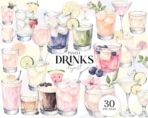 Pastel Drinks Clipart