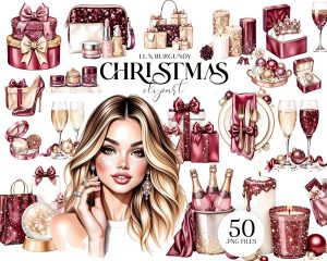 Luxury Burgundy Christmas Clipart