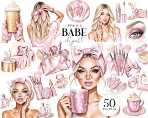 Lux Babe Clipart – Pink and Gold Glam
