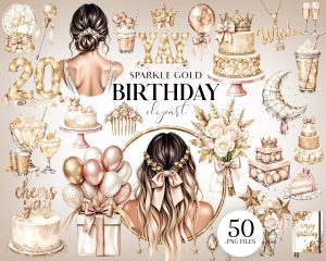 Sparkle Gold Birthday Clipart