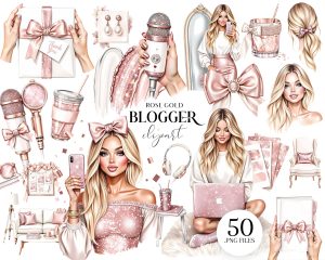 Rose Gold Birthday Clipart