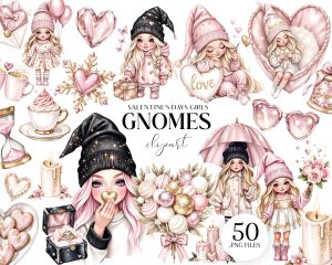 Love Gnome Girls Clipart