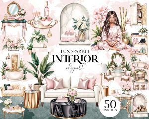 Pink and Gold Lux Interior Clipart