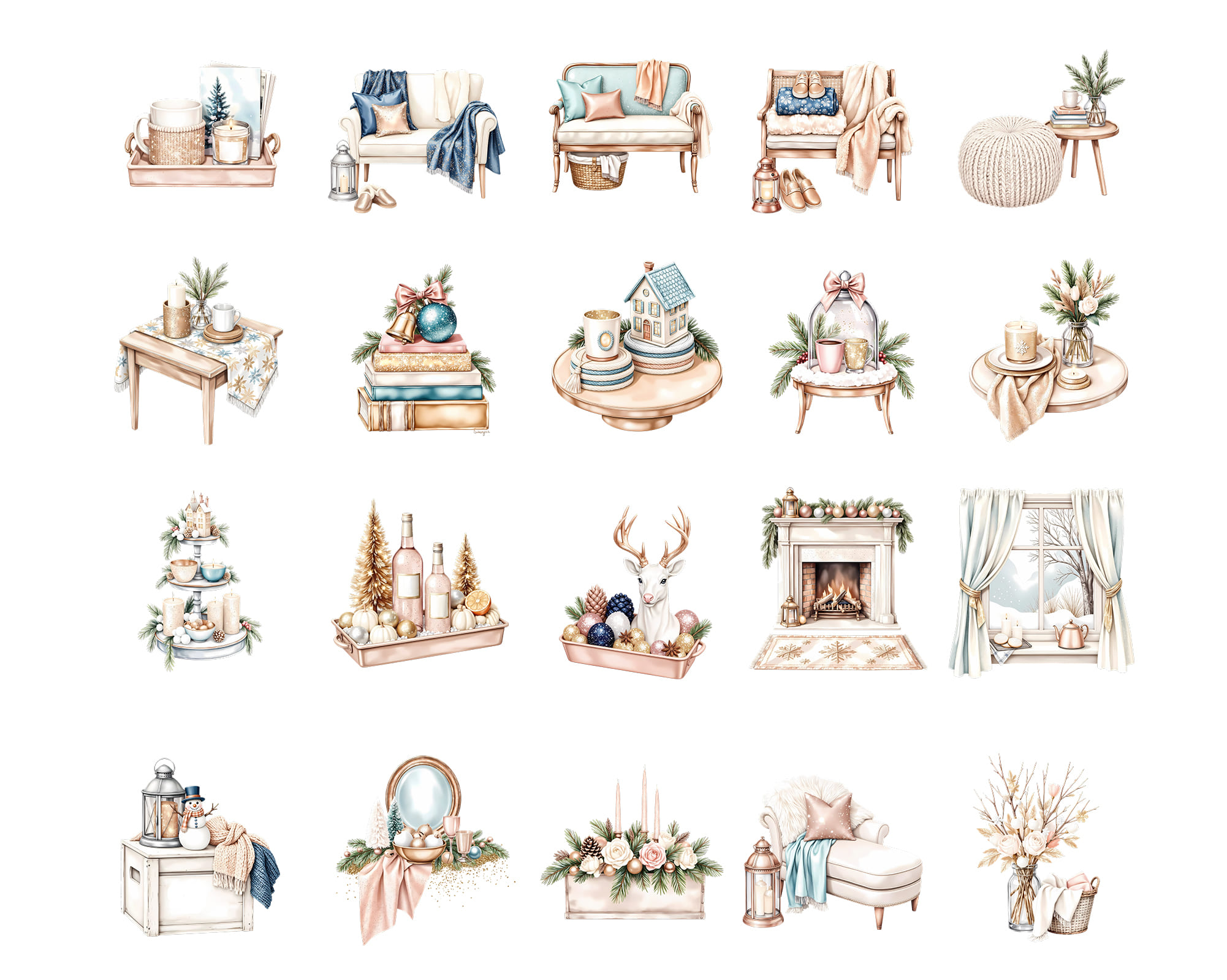 Soft Pastel Winter Home Clipart Soft Pastel Winter Home Clipart - Image 2