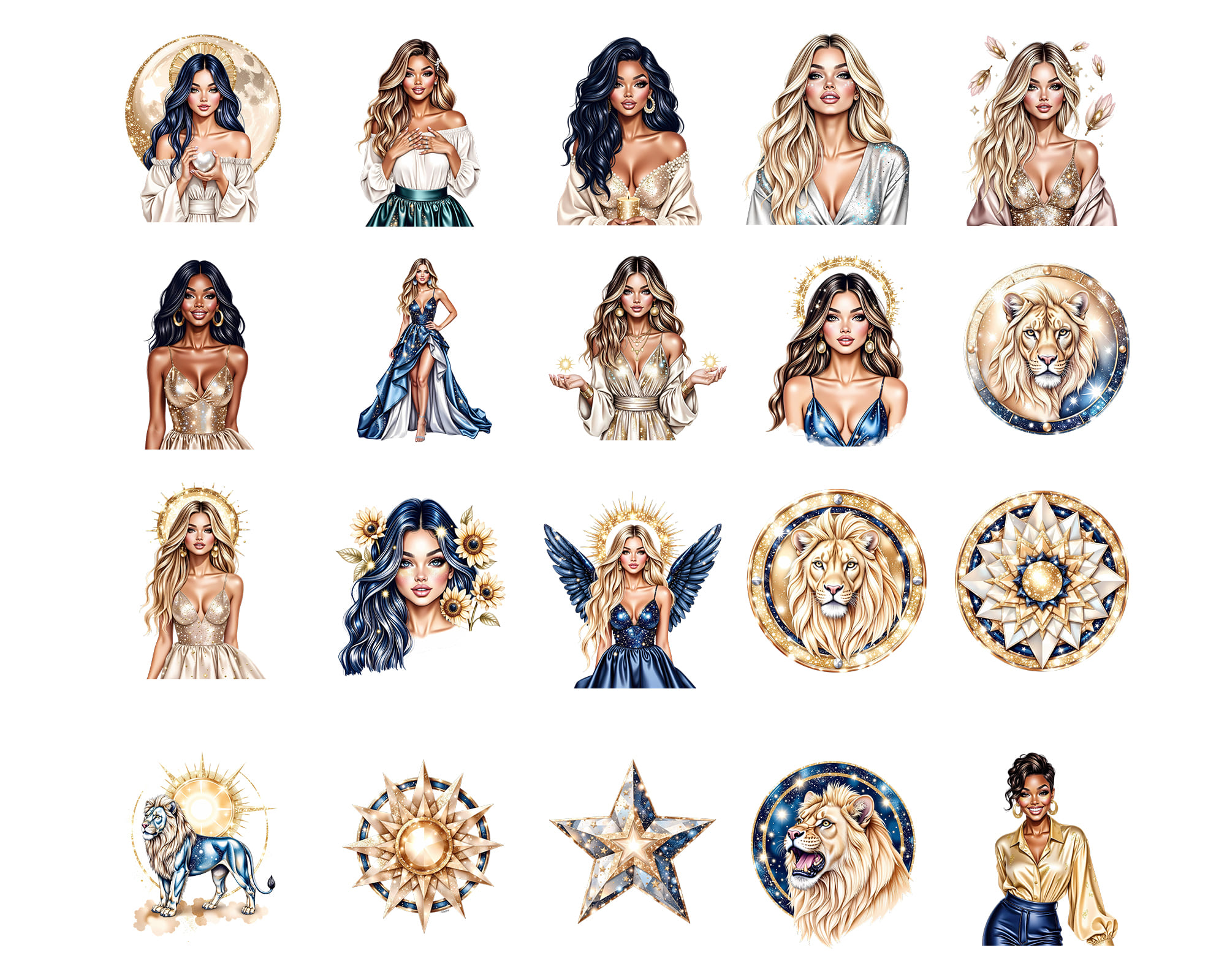 Leo Zodiac Clipart Set Leo Zodiac Clipart Set - Image 2