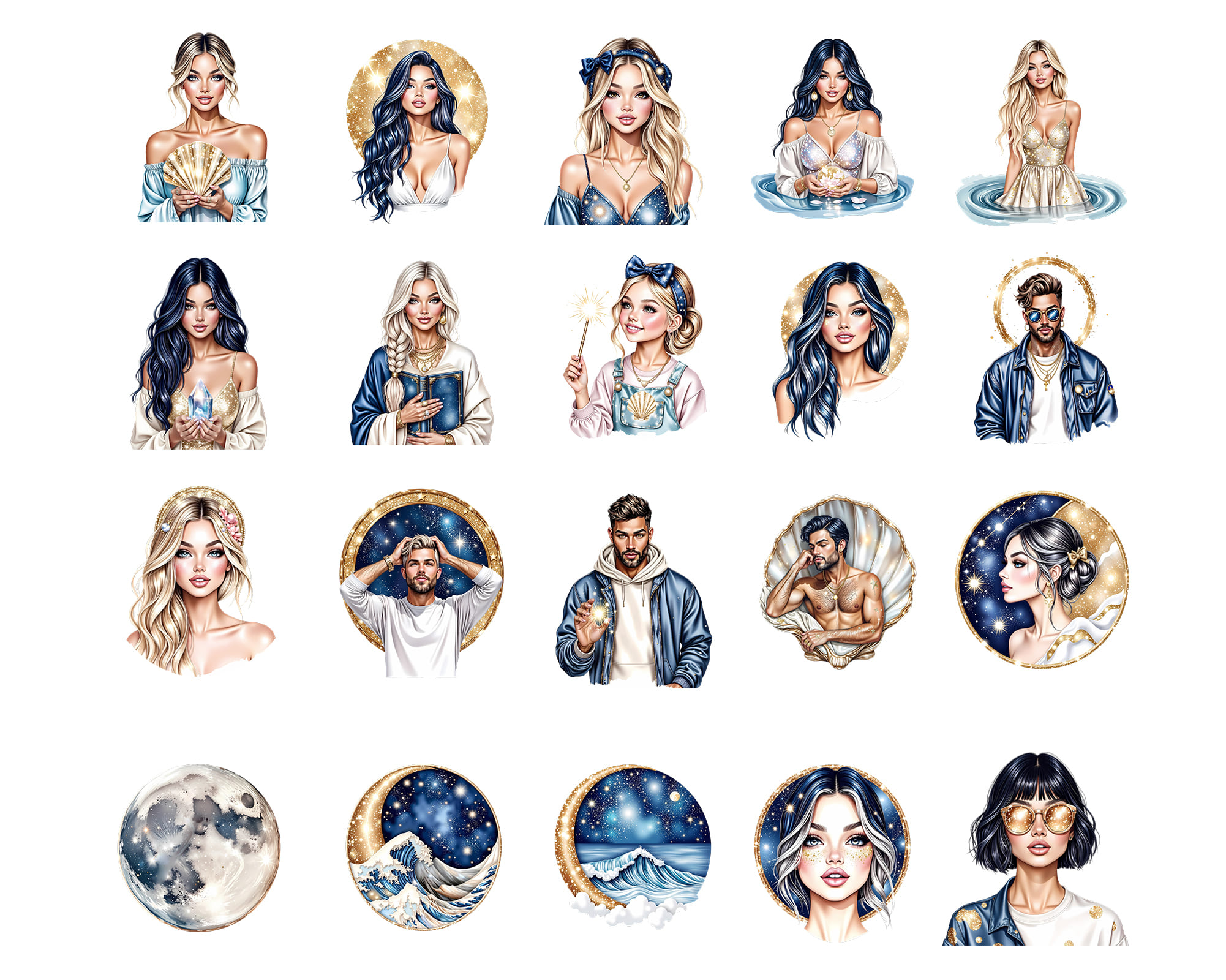 Cancer Zodiac Clipart Set Cancer Zodiac Clipart Set - Image 2