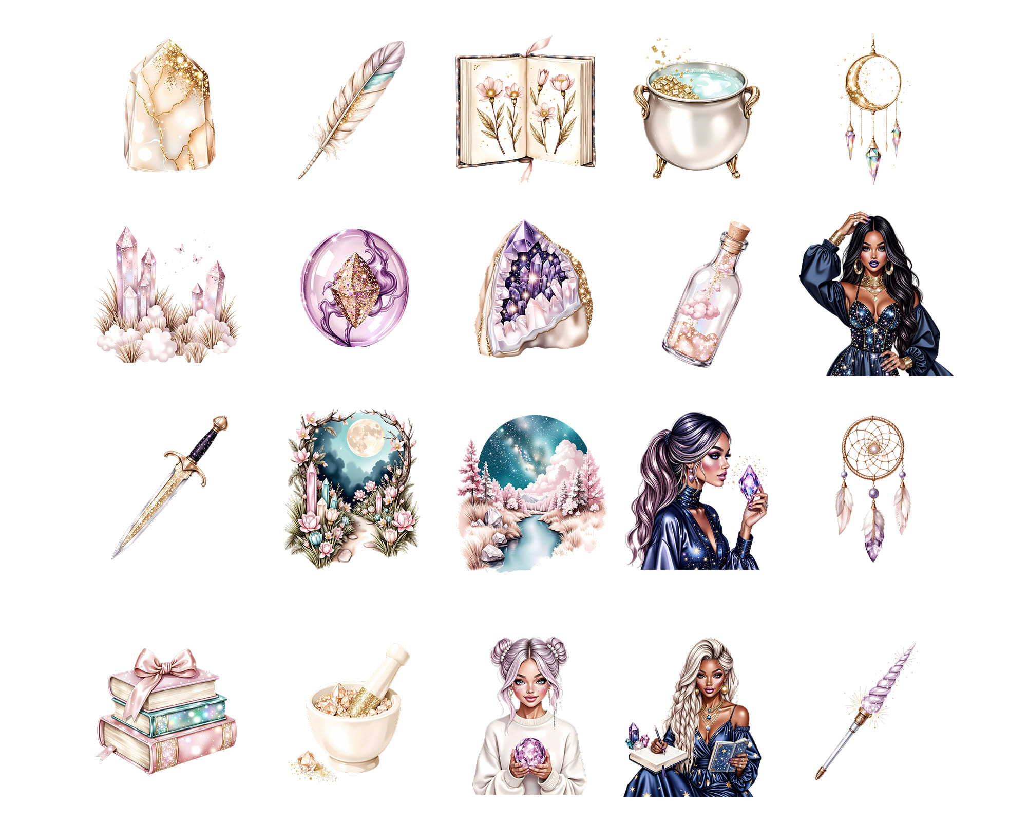 Crystal Witches Clipart Set Crystal Witches Clipart Set - Image 3