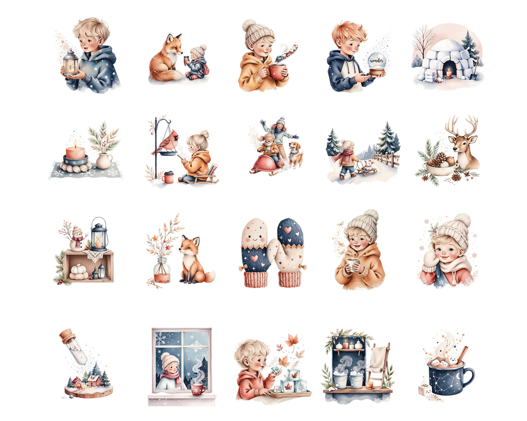 Whimsical Winter Kids Clipart Whimsical Winter Kids Clipart - Image 2