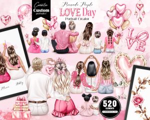 Love Day Portrait Creator, Family Clipart