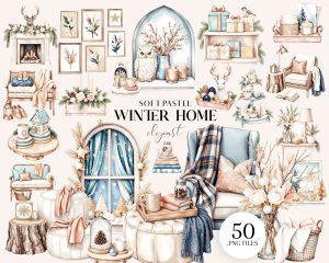 Soft Pastel Winter Home Clipart Soft Pastel Winter Home Clipart