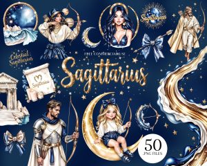 Sagittarius Zodiac Clipart Set