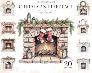 Christmas Fireplace Clipart