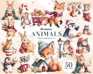 Christmas Woodland Animals Clipart Christmas Woodland Animals Clipart