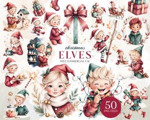 Christmas Elves Clipart Bundle