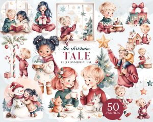 Christmas Kids Clipart Set