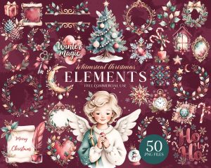 Whimsical Christmas Elements Clipart