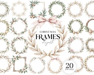 Vintage Christmas Frames Clipart