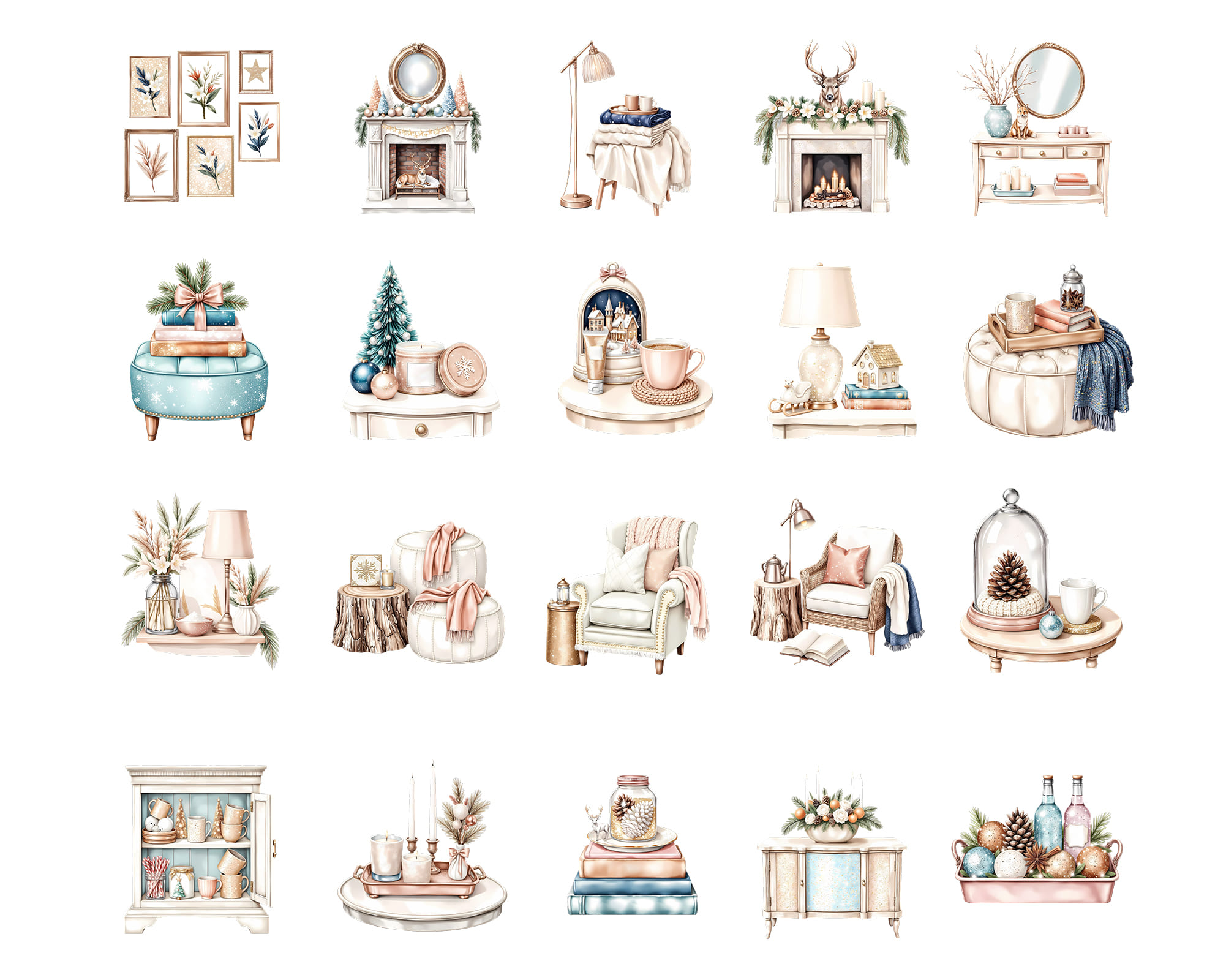 Soft Pastel Winter Home Clipart Soft Pastel Winter Home Clipart - Image 3