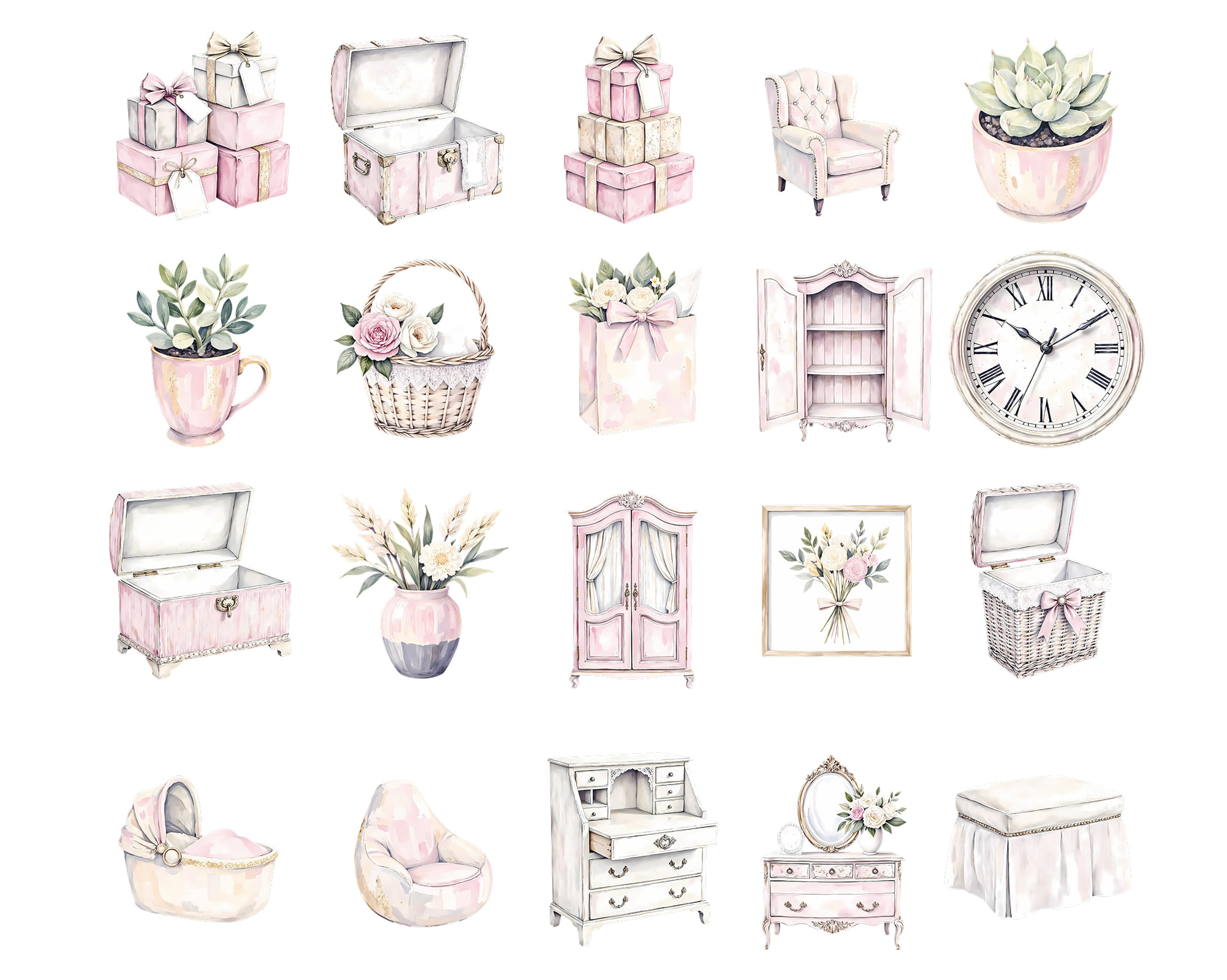 Shabby Chic Dollhouse Clipart Set Shabby Chic Dollhouse Clipart Set - Image 3