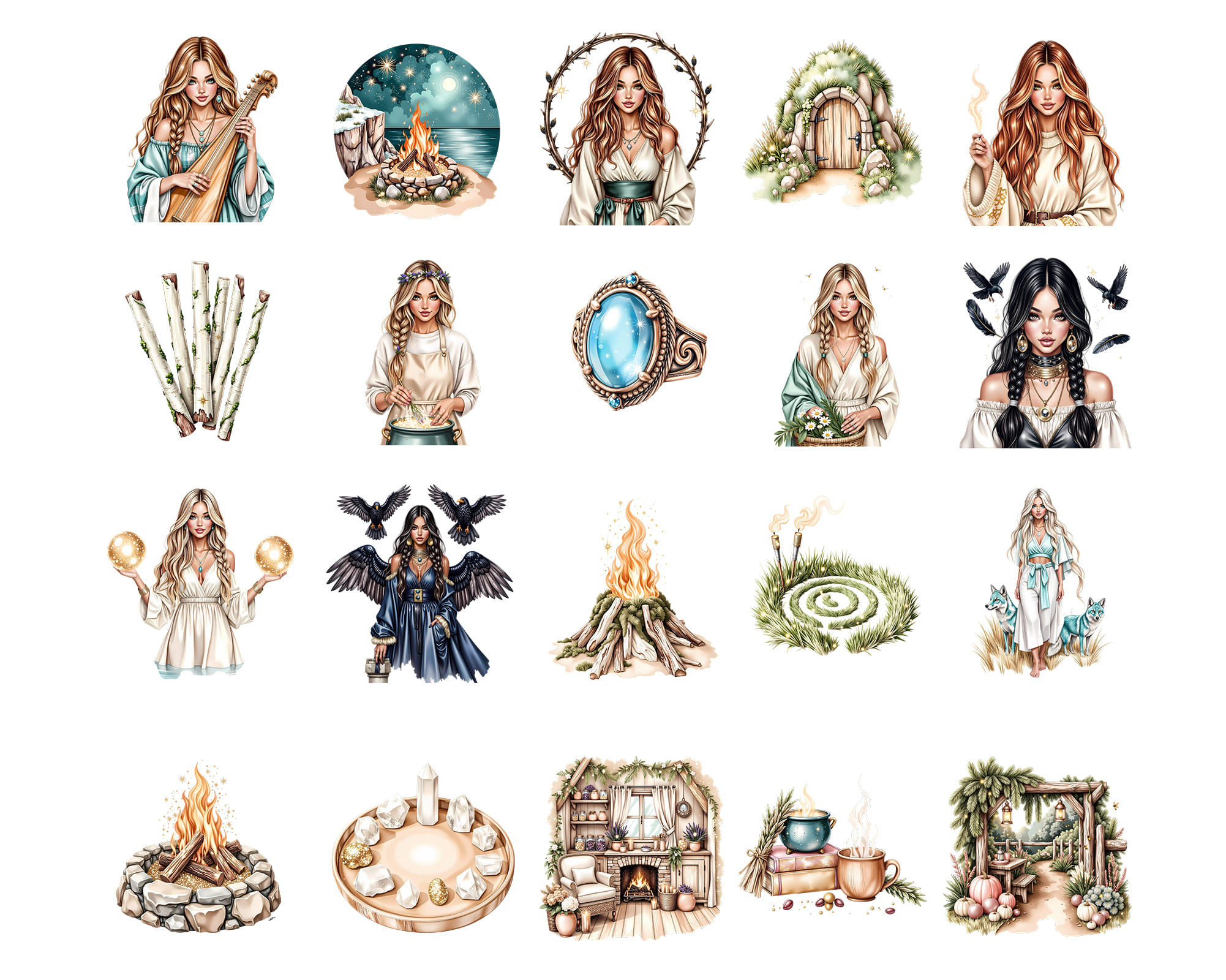 Celtic Witches Clipart Set Celtic Witches Clipart Set - Image 4