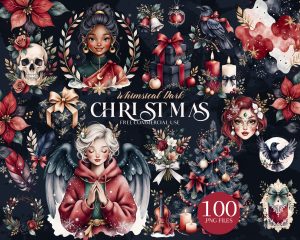 Whimsical Dark Christmas Clipart