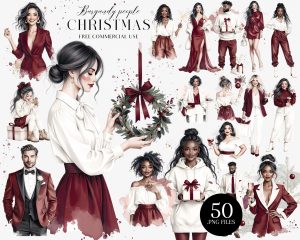 Burgundy Christmas People Clipart Burgundy Christmas People Clipart