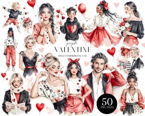 Valentine People Clipart Set Valentine People Clipart Set