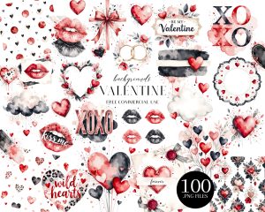 Valentine Backgrounds Clipart Set