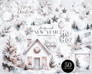 New Year Winter House Backgrounds