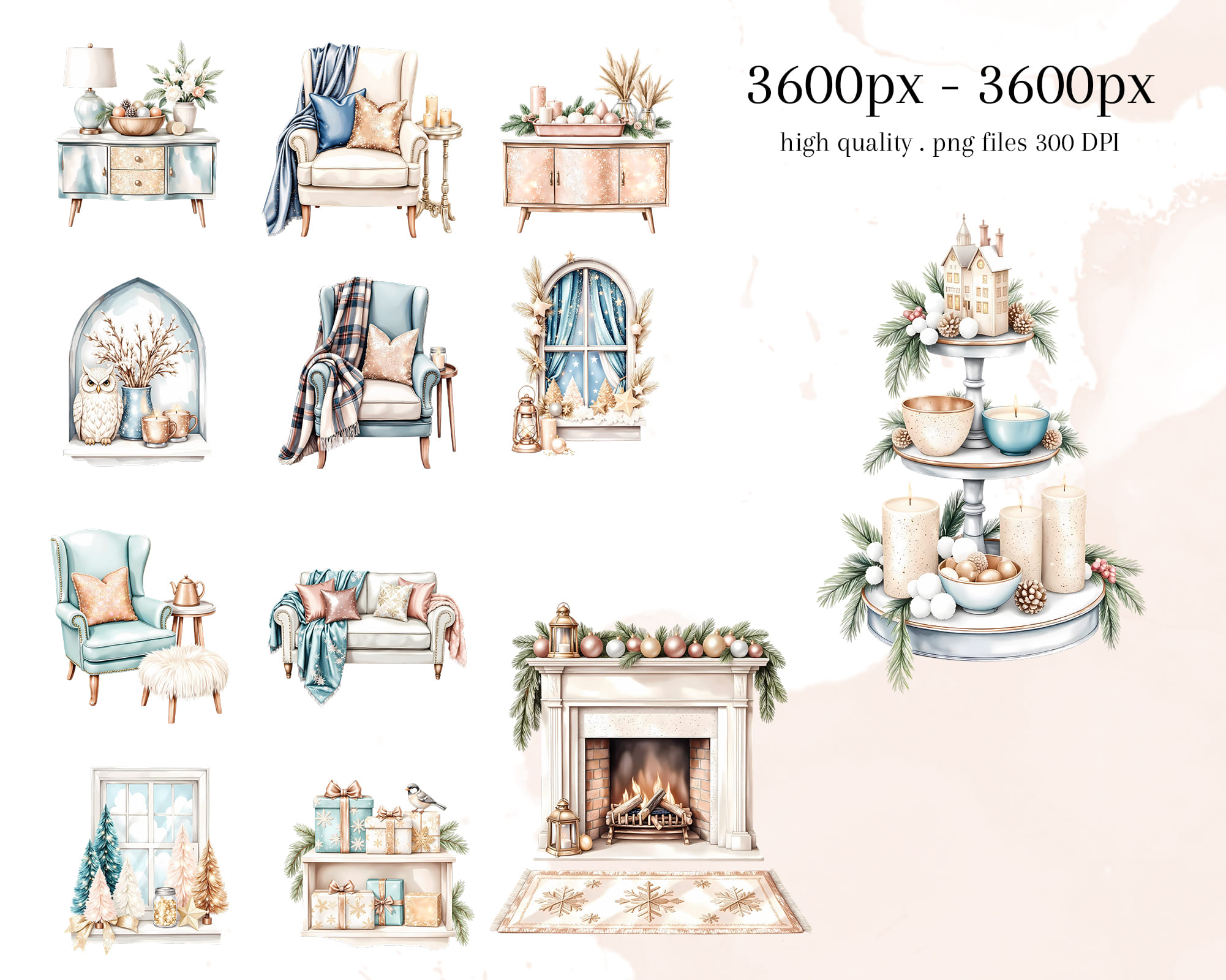 Soft Pastel Winter Home Clipart Soft Pastel Winter Home Clipart - Image 4