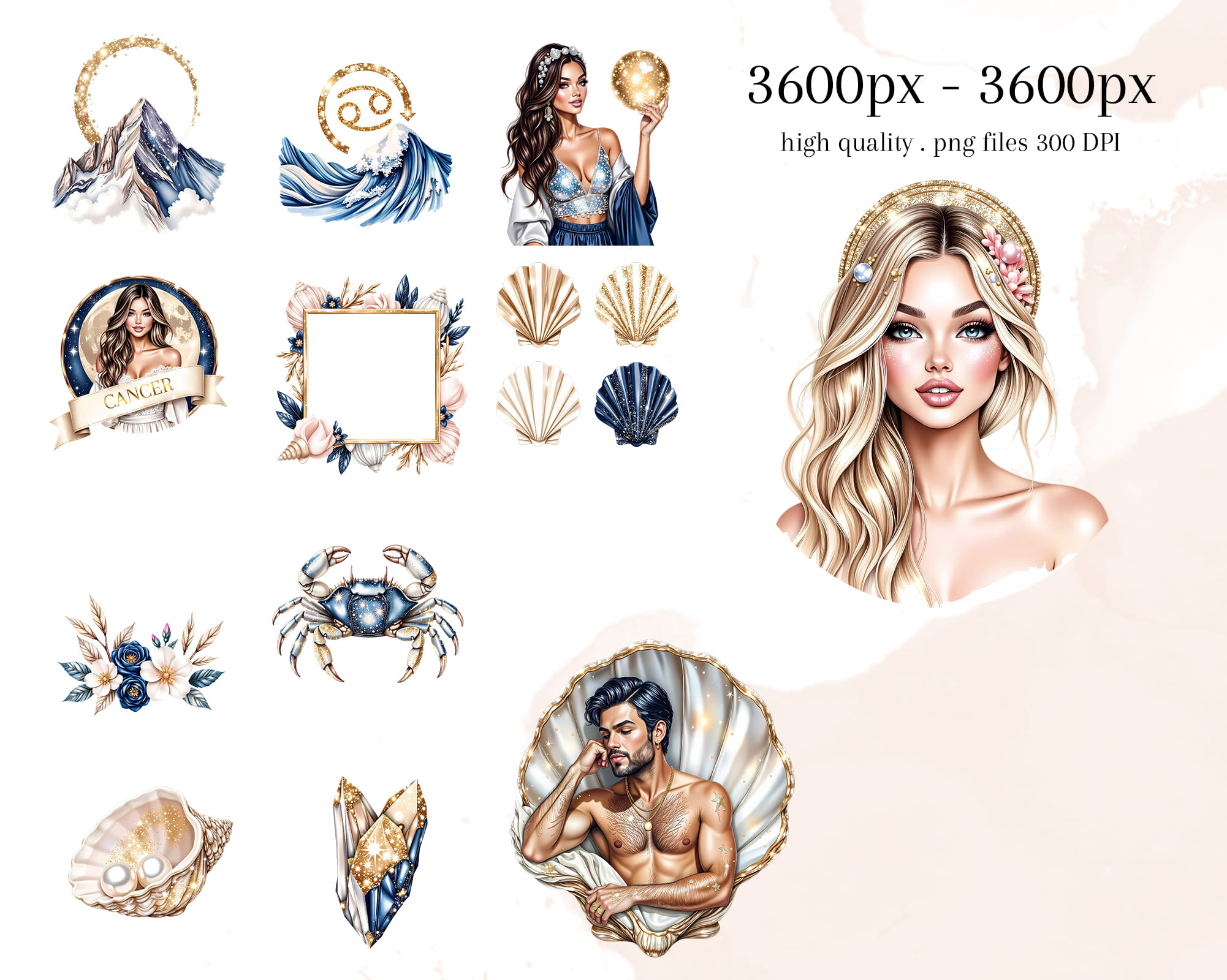 Cancer Zodiac Clipart Set Cancer Zodiac Clipart Set - Image 4