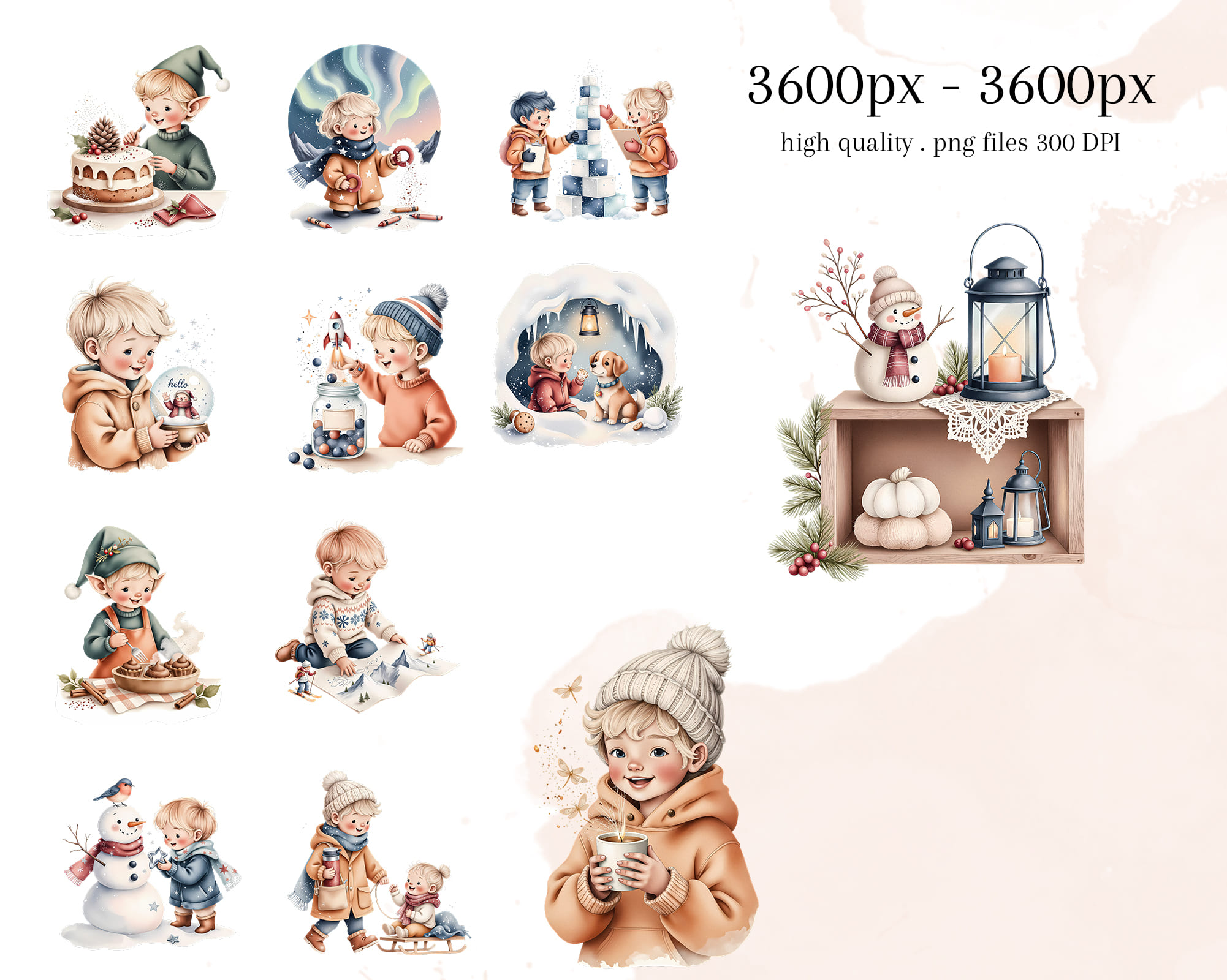 Whimsical Winter Kids Clipart Whimsical Winter Kids Clipart - Image 4