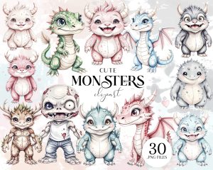 20 Cute Monsters Clipart