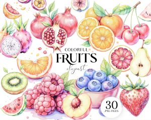 Colorful Fruits Clipart