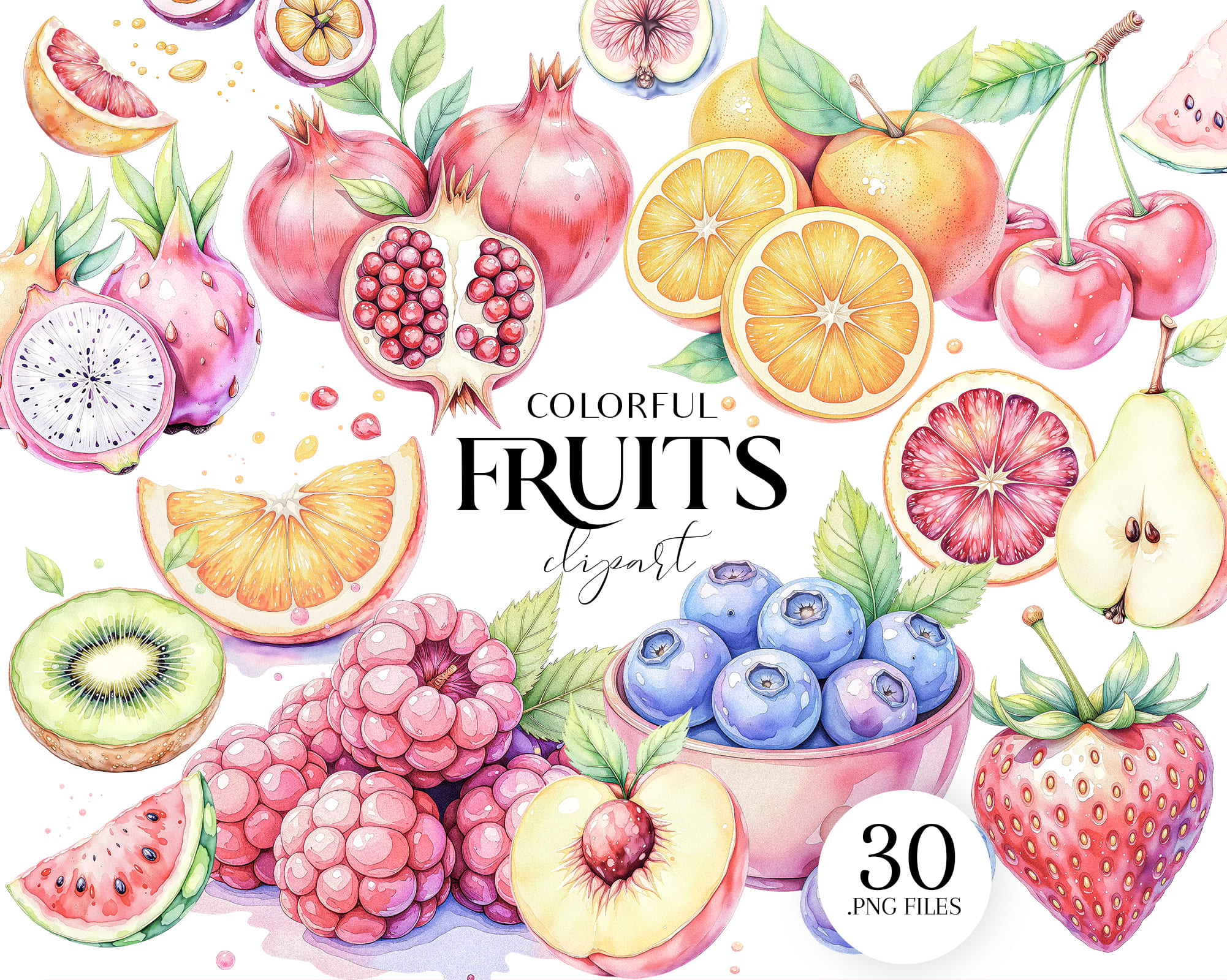 Colorful Fruits Clipart Colorful Fruits Clipart