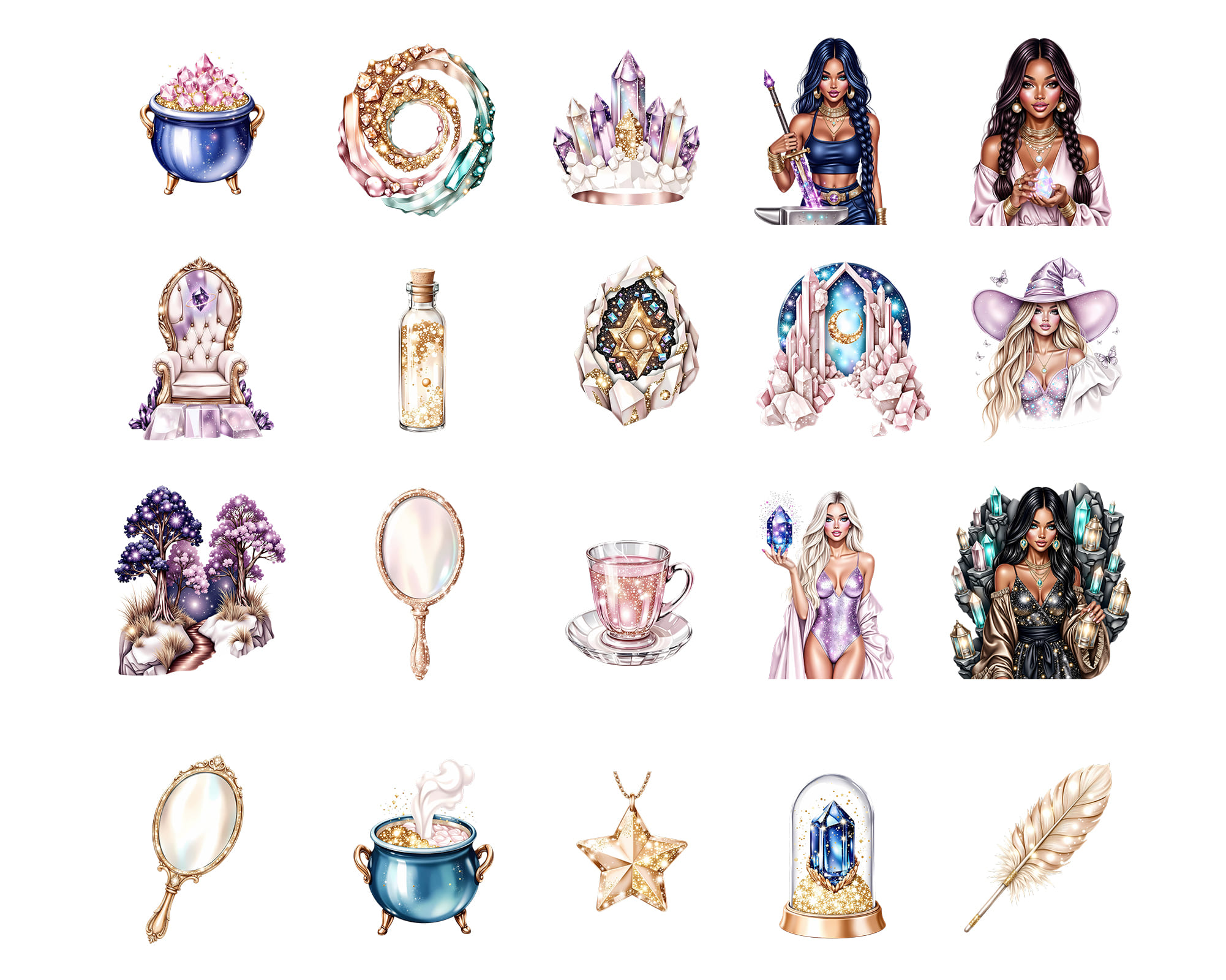 Crystal Witches Clipart Set Crystal Witches Clipart Set - Image 4