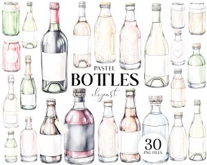 Pastel Drinks Bottles Clipart