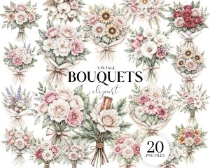 Vintage Bouquets Clipart