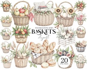 Thanksgiving Baskets Clipart