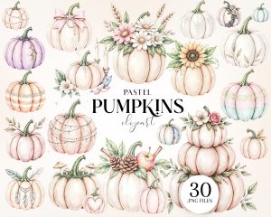 Pastel Pumpkins Clipart