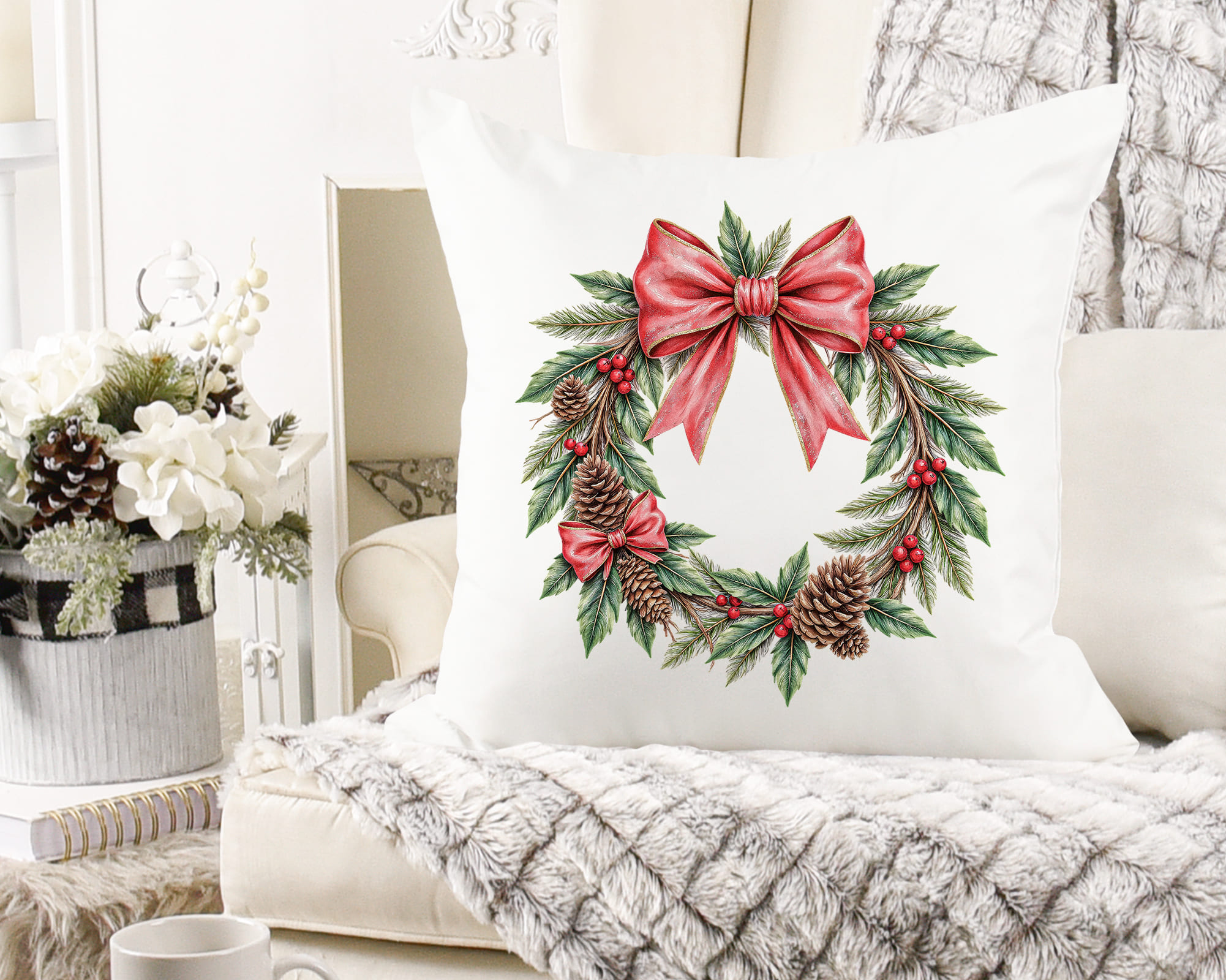 Watercolor Vintage Christmas Clipart Set Watercolor Vintage Christmas Clipart Set - Image 6