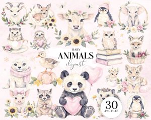 Cute Baby Animals Clipart Set Cute Baby Animals Clipart Set