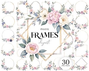 Watercolor Pastel Frames Clipart