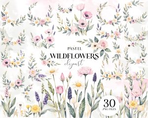 Watercolor Wildflowers Clipart