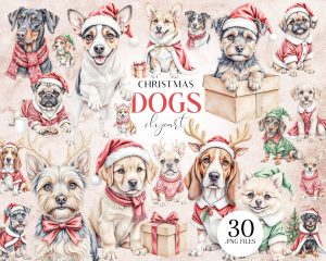 Christmas Dogs Clipart
