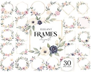 Watercolor Elegant Frames Clipart