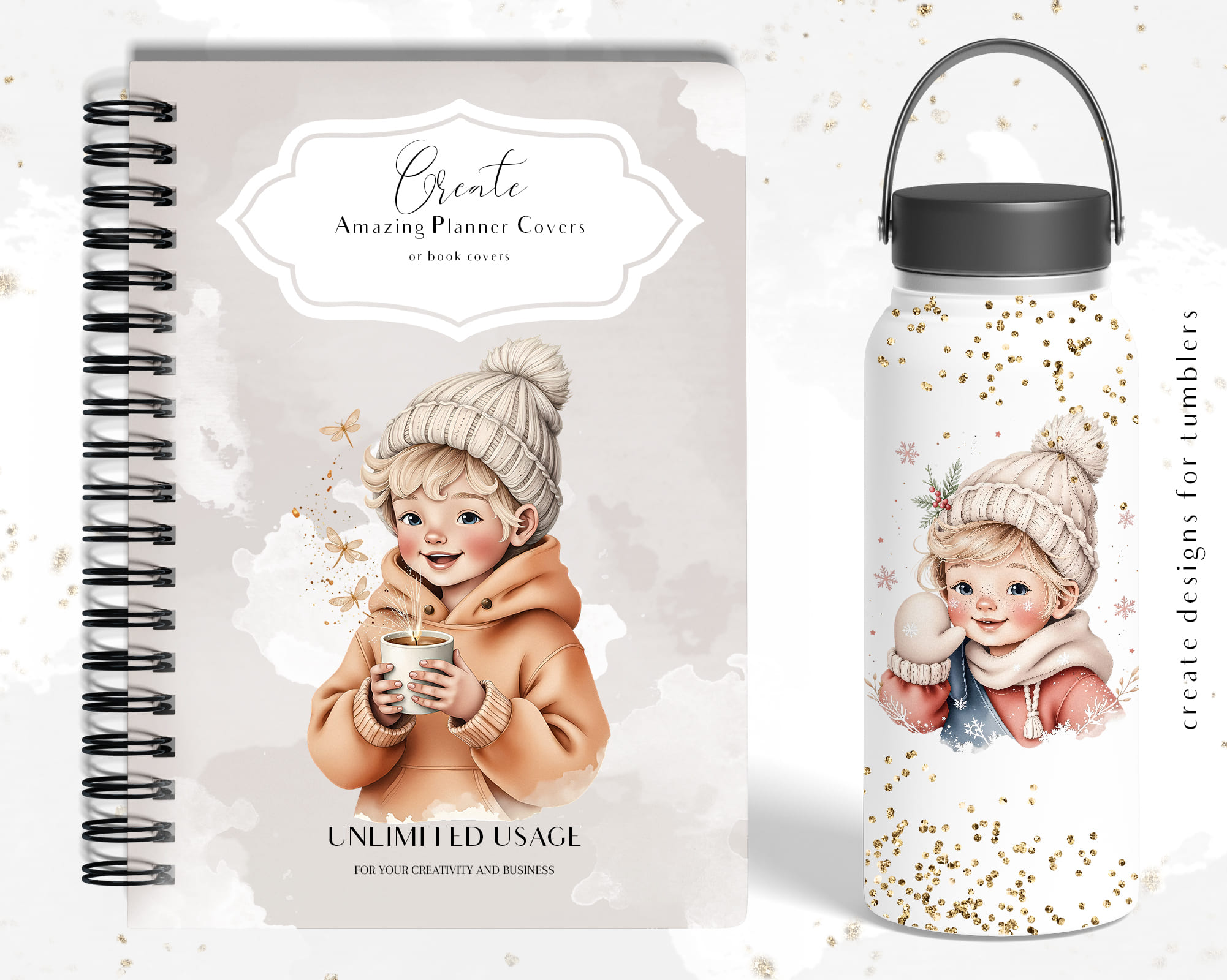 Whimsical Winter Kids Clipart Whimsical Winter Kids Clipart - Image 6