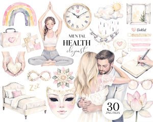 Watercolor Mental Health Clipart