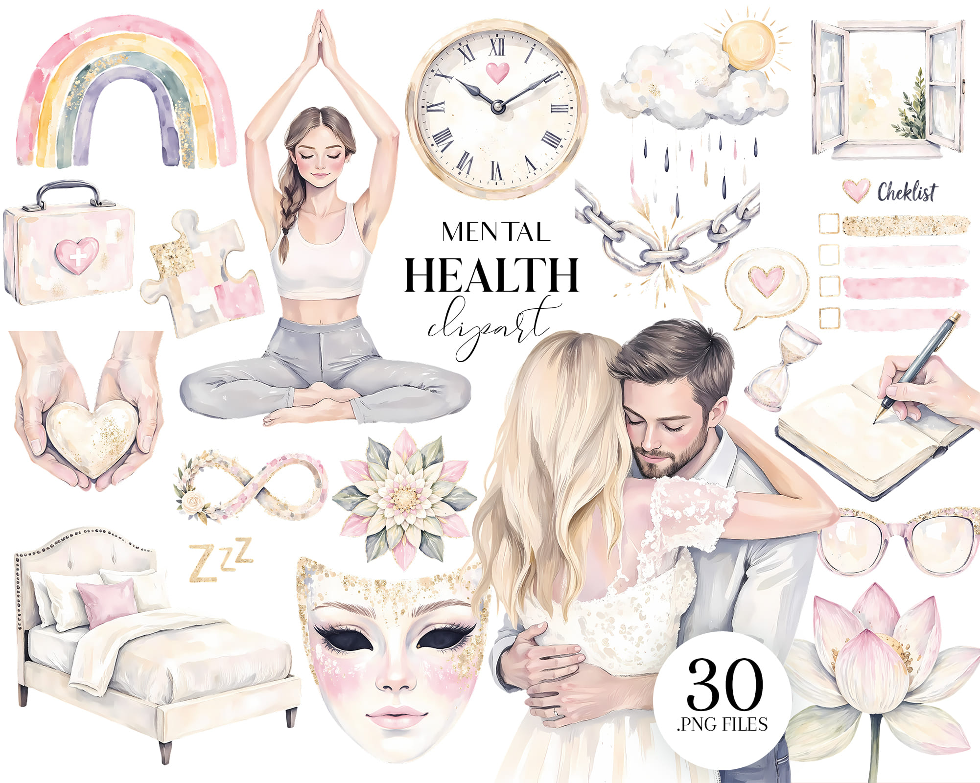 Watercolor Mental Health Clipart Watercolor Mental Health Clipart